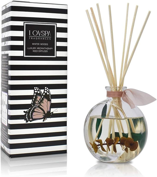 LOVSPA Winter Woods Reed Diffuser Set - Essential Oil Scent Diffuser for Home - Non-Toxic Oil Reed Diffuser - Made in The USA