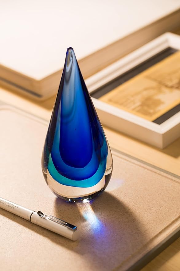 Hand-Blown Glass Decor - Murano-Style Glass Statue and Figurine, Blue