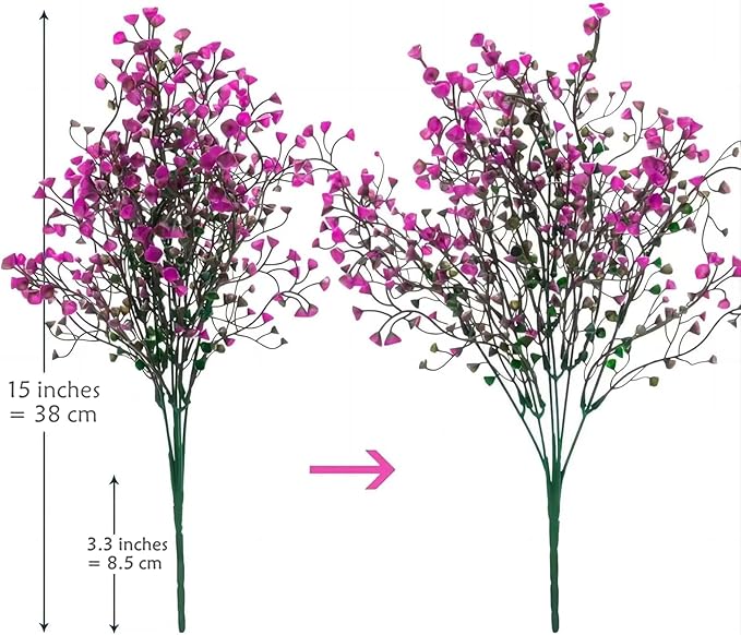 CATTREE Artificial Shrubs Bushes, Plastic Fake Green Plants for Wedding Indoor Decor Home Garden Verandah Kitchen Office Table Centerpieces Arrangements Christmas Decoration Fuchsia 4 pcs