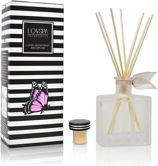 LOVSPA Vanilla & Patchouli Reed Diffuser Set - Essential Oil Scent Diffuser for Home - Non-Toxic Oil Reed Diffuser - Made in The USA