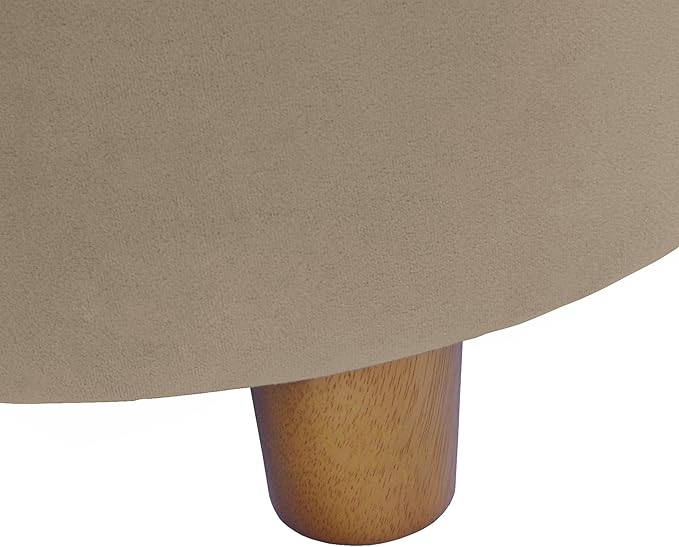 HomePop Home Decor | Upholstered Round Storage Ottoman | Ottoman with Storage for Living Room & Bedroom, Fawn Gray Velvet, Large