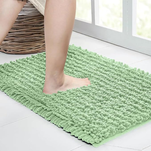 Walensee Large Bathroom Rug Non Slip Bath Mat (24x60 Inch Sage Green) Water Absorbent Super Soft Shaggy Chenille Machine Washable Dry Extra Thick Perfect Absorbant Best Plush Carpet for Shower Floor
