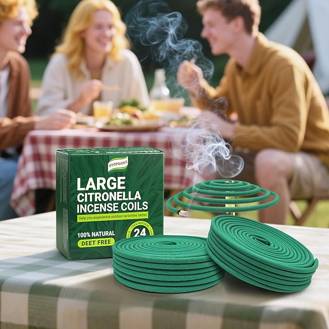 Large Citronella Incense Coil, Made from Natural Plants, Suitable for Outdoor, Living Room, Terrace use (24 Coils and Coil Holder)