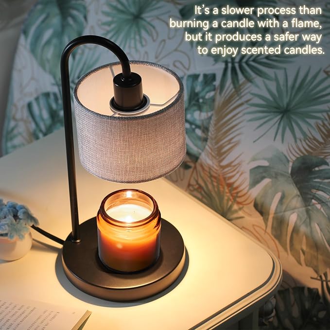 Candle Warmer Lamp with Timer, Dimmable Candle Wax Warmer Candle Lamp with 2 Bulbs, House Warming Gifts Brithday Gifts for Women Bedroom Home Decor - Gray
