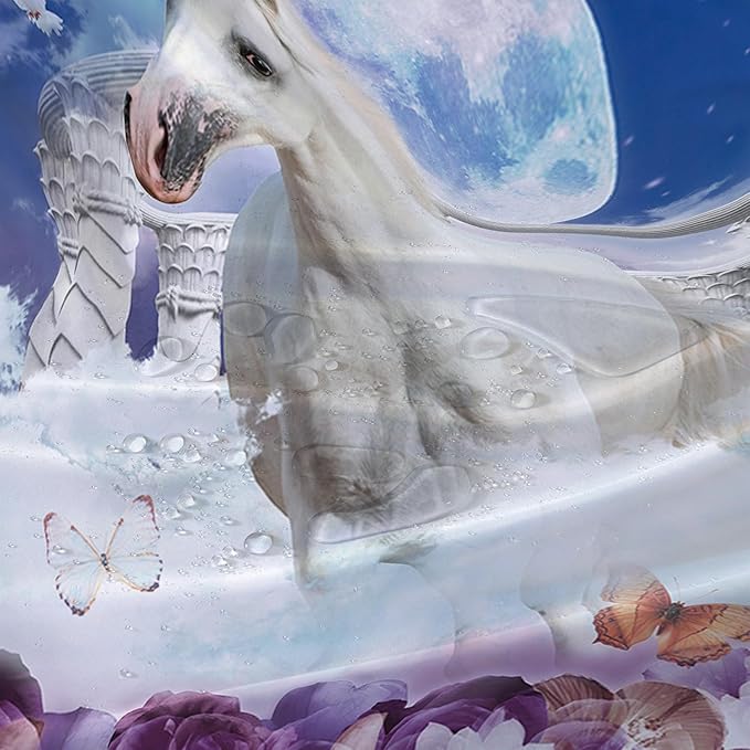 AILONEN Unicorn Shower Curtain, Holy Unicorn Theme Shower Curtain for Girls Teens Bathroom,3D Flower Butterfly Waterproof Fabric Shower Curtain Set,36" W*72" H