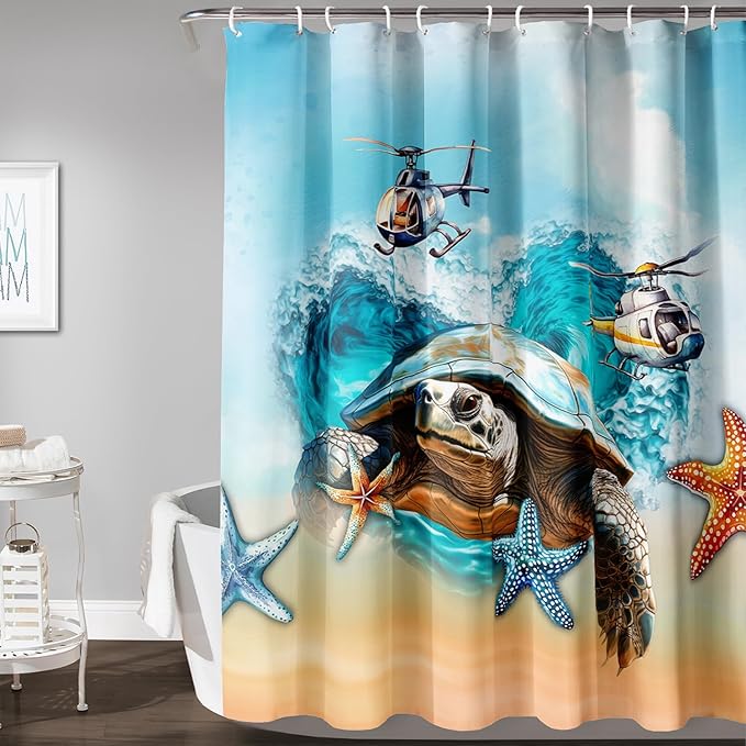 AILONEN Sea Turtle Shower Curtain for Bathroom, Ocean Beach Theme Bathroom Curtain,Tie Dye Animal Bath Curtain 72" W*78" H Polyester Waterproof Bathroom Curtain with 12 Hooks