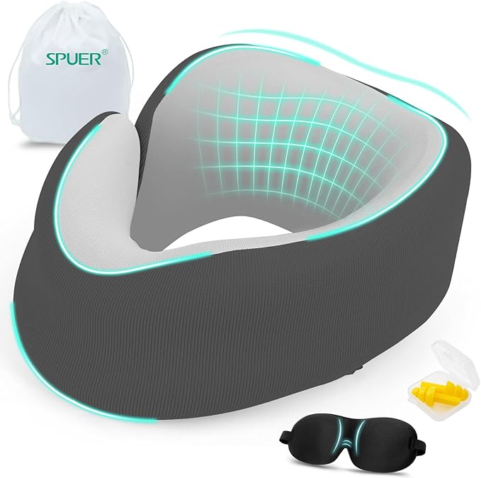 Travel Pillow, Airplane Neck Pillow for Long Flight, Portable Adjustable U Shape Neck Pillow for Sleeping Travel, Airplane Sleep Support, Removable and Washable Pillowcase