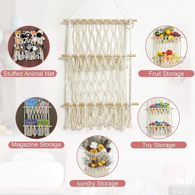 Stuffed Animal Net or Hammock Handmade Toy Hammock Net for Stuffed Animals Corner Wall Hanging for Toy Storage Organizer Holder for Small Stuffed Animal Net