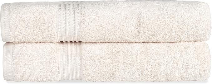 Superior Egyptian Cotton 2-Piece Bath Sheet Towel Set, Oversized Body Towels For Adults And Kids, Large Towel For Bath, Shower, Guest Bathroom, Spa, Gym, Resort, Essentials, Airbnb, Ivory