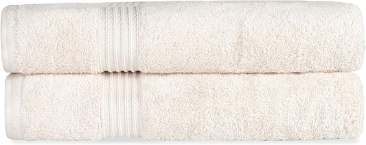 Superior Egyptian Cotton 2-Piece Bath Sheet Towel Set, Oversized Body Towels For Adults And Kids, Large Towel For Bath, Shower, Guest Bathroom, Spa, Gym, Resort, Essentials, Airbnb, Ivory