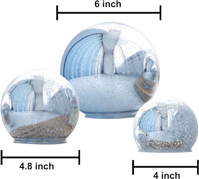 Lighted Mercury Glass Ball Table Lamp with Timer, Silver Cordless Orb Christmas Decor Ball Led Light Globe for Mother's Gift, Battery Operated Sphere Glass Night Light for Home Bedroom Indoor Décor
