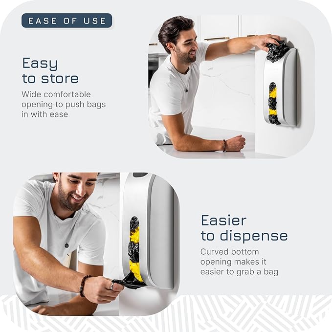 Wall-Mount Grocery Bag Dispenser | Space-Saving Design | Easy Install | Smudge-Proof, Fingerprint-Resistant Silver Dispenser Holds Maximum Bags