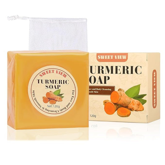 Turmeric Soap Bar, 4.23oz Face & Body Handmade Bar with Honey, Olive Oil, Aloe Vera for Deep Cleansing & Smooth Skin.
