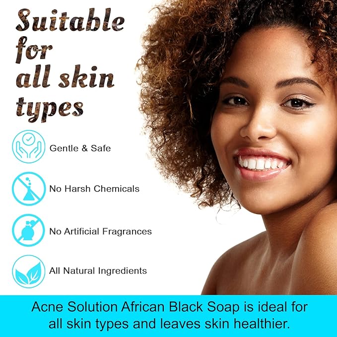 It's Pure Natural African Black Soap Bars with Acne Solution (Pack of 3) Organic Raw Soap for Face & Body, Acne Treatment & Dark Spot Remover [Made in Ghana]