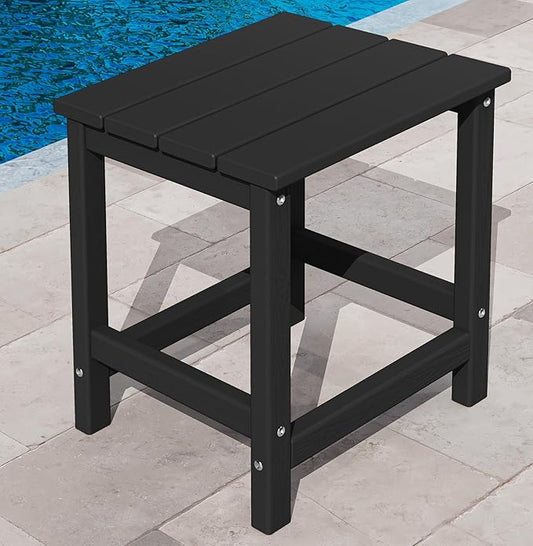 KINGYES Adirondack Side Table, Patio Outdoor Rectangular End Table, Black