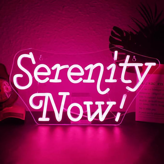 Serenity Now Neon Sign Wall Decor for Home USB led Sign Vibrant LED Wall Art Dimmable Energy Efficient for Home Office Bar Cafe Study room