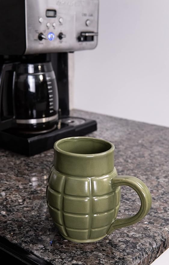 Caliber Gourmet Green Grenade Coffee Mug, Tactical Ceramic Weapon Cup, Perfect Novelty Gift for Military Enthusiasts, Fun & Unique Tactical Coffee Mug, Ideal for Birthdays, Father's Day, and Christmas