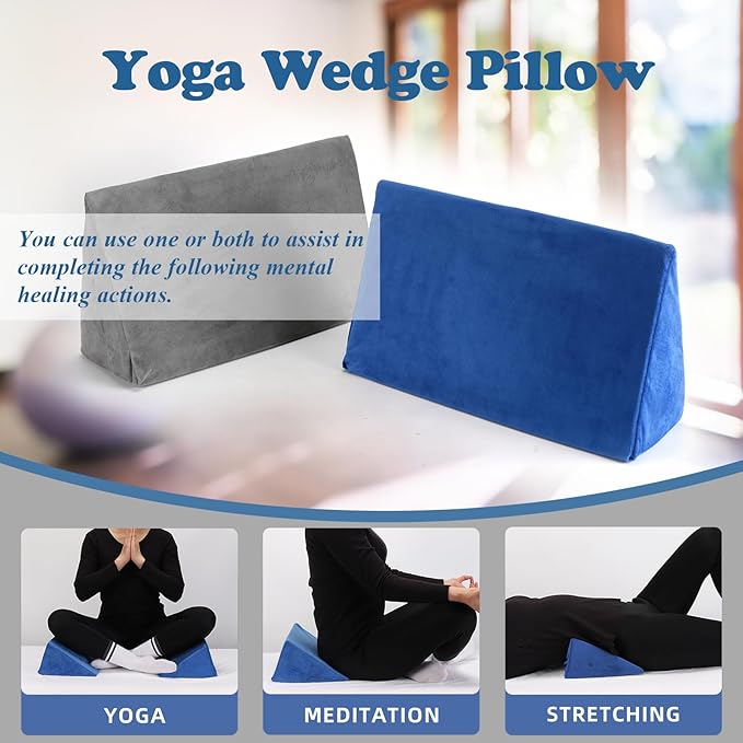 Small Wedge Pillow, Wedge Pillow for Bed Sores, Positioning Pillow, Positioning Wedge, Yoga Wedge Pillow, Mini Wedge Pillow for Laptop, Small Wedge Pillow for Chair (1 Unit, Blue)