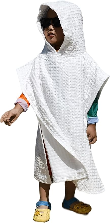 Hooded Bath Towel for Kids Extra Soft Absorbent Bath Poncho for 0-4 Years Premium Waffle + Muslin Cotton