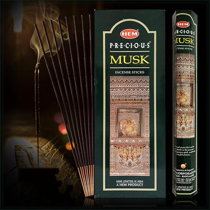 TRUMIRI Precious Musk Incense Stick Bundle: 120 Sticks (6 Packets of 20) with Trumiri Incense Holder