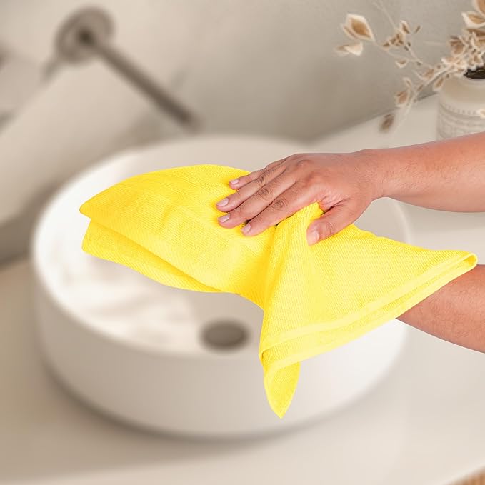 BOUTIQUO Ultra Soft 6-Piece Hand Towel Set 16x28-100% Ringspun Cotton - Durable & Highly Absorbent Hand Towels - Ideal for use in Bathroom, Kitchen, Gym, Spa & General Cleaning - Lime Yellow