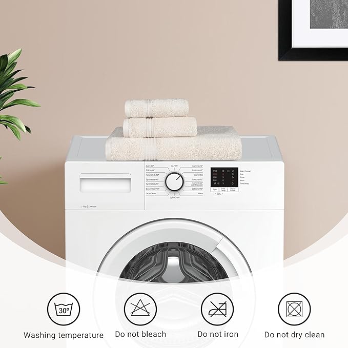 Superior Egyptian Cotton Bath Towel Set, Home Bathroom Towels, Master, Guest Bath, Decor Essentials, Quick Dry, Absorbent, Large Body Towels, Spa, Hotel, Resort, Adult, Kids, Set of 2, Ivory