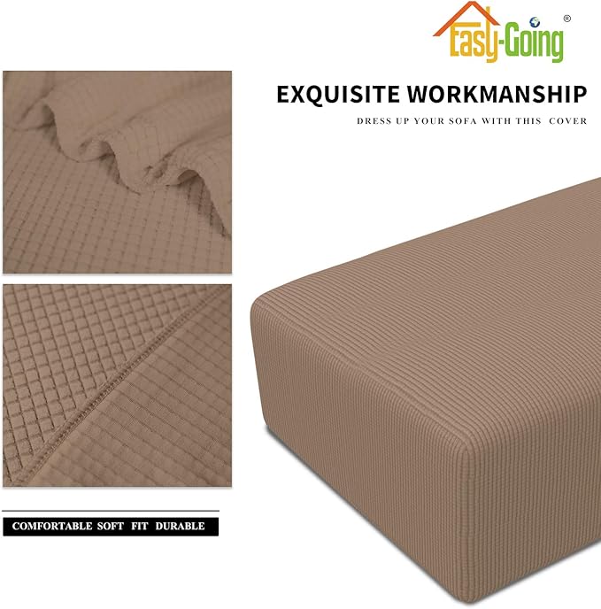 Easy-Going Stretch Ottoman Cover Folding Storage Stool Furniture Protector Soft Rectangle slipcover with Elastic Bottom (XX-Large,Camel)