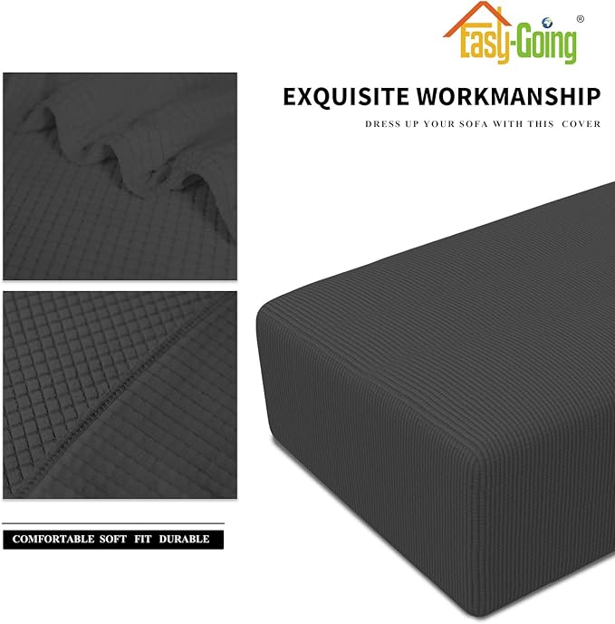 Easy-Going Stretch Ottoman Cover Folding Storage Stool Furniture Protector Soft Rectangle slipcover with Elastic Bottom (XX-Large,Dark Grey)