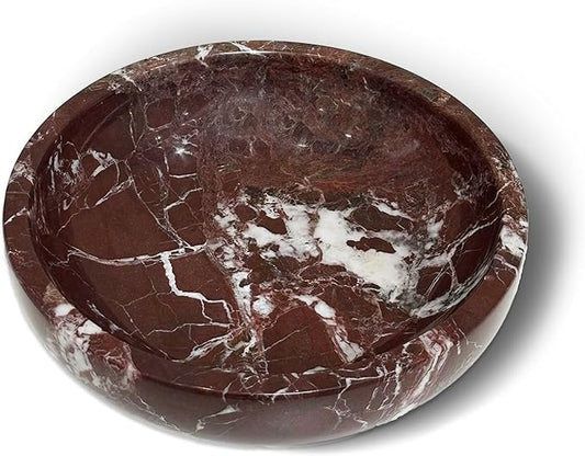 Large Decorative Marble Bowl, 7.87 inches,Natural Stone Round Bowl for Home Decor, Fruit, Nuts, Jewelry tray,Coffee Tables Centerpiece, Soap Serving (Purplered-7.87inch)