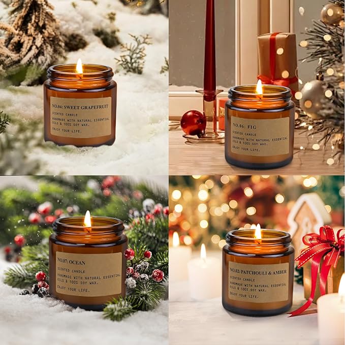 8 Pack Candles for Home Scented, Aromatherapy Jar Candle Gifts for Women, Natural Soy Wax Amber Candle Set, Scented Candles Set for Birthday Valentine Mother's Christmas Day Present
