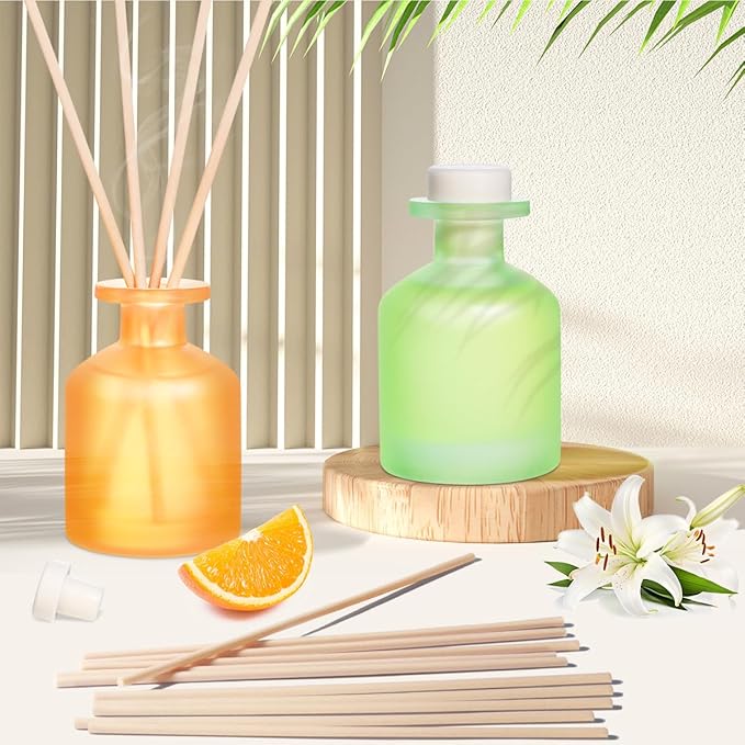 Reed Diffuser - Jasmine Lily&Citrus 3.38oz (100ml) 2 Pack Essential Oil Reed Diffuser Set with 8 Sticks, Long Lasting Fragrance for Home, Bathroom, Bedroom, Room, Decor, Gifts