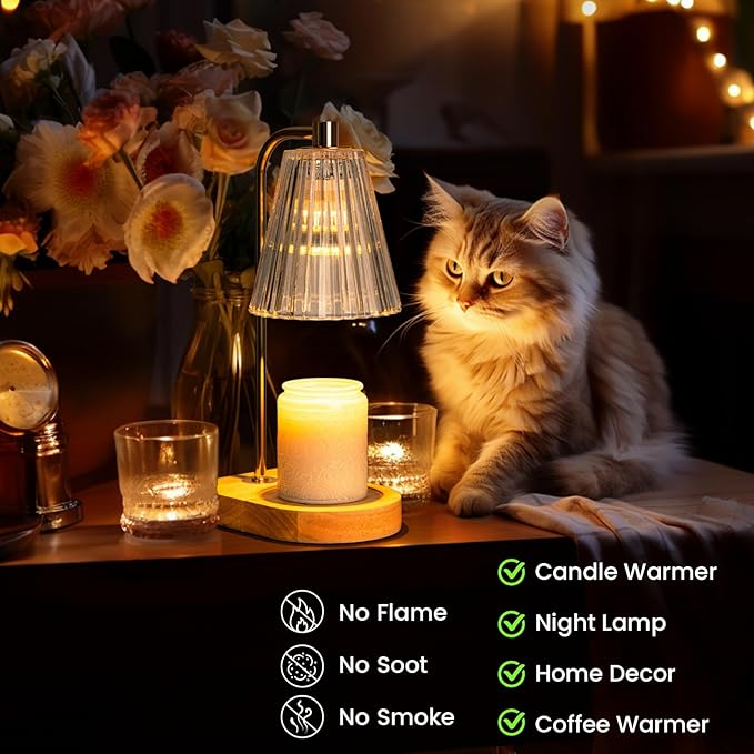 Candle Warmer Lamp with Timer Dimmer, Wax Melt Warmer with 2 Bulbs for Jar Candles, Graduation Birthday Gifts for Mom Women Sister Friend, Housewarming Gifts for New Home Room Office Decor