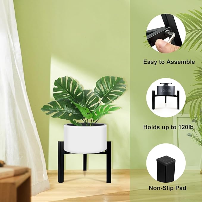 Mini 3Legs Adjustable Metal Plant Stand for 5"-10" Plant Pot – Indoor & Outdoor (Black, 1 Pack)