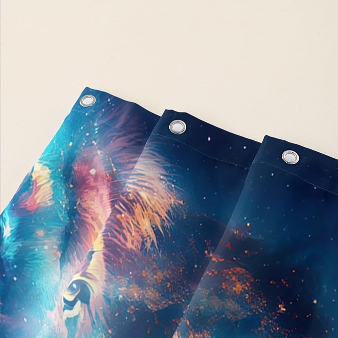 AILONEN Lion Shower Curtain for Kids Boys Teens,Galaxy Sunflower Lion Bath Curtain for Bathroom Decor,Modern Romantic Polyester Waterproof with 12 Plastic Hooks 60" W*72" H