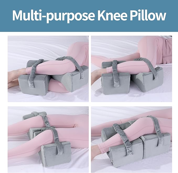 BALAPET Adjustable Shape Knee Pillow for Side Sleepers, Memory Foam Pillow for Between Knees While Sleeping & Aligns Spine, Supportive Bolster Pillow for Relieves Pressure Leg Elevation, Grey