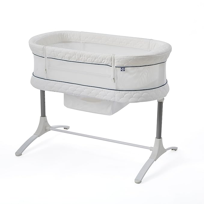 Sealy Baby Cozy Cool Breathable Airy 2-in-1 Baby Bassinet & Bedside Sleeper, Bedside Bassinet for Baby, Cooling, Height Adjustable, Stand-Alone or Bedside Sleeper, Drop-Down Panel for Easy Access