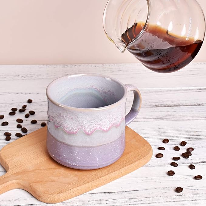 Bosmarlin Large Ceramic Coffee Mug, Big Tea Cup, 7 Colors to Choose, 21 Oz, Dishwasher and Microwave Safe, 1 PCS (Purple)