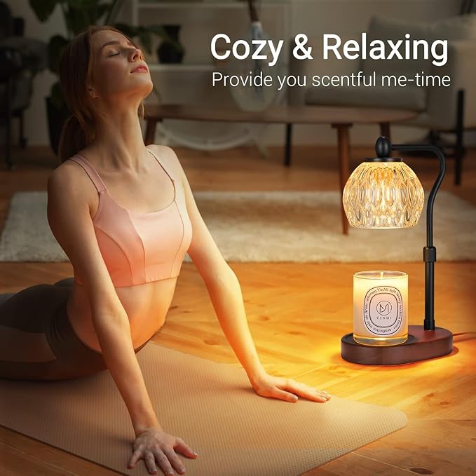[Set of 2] Candle Warmer Lamp，Candle Warmer with Timer & Dimmer Candle Warmer Height Adjustable for All Size Scented Candles, [GOLD+BLACK]Candle Warmer with 2 * 50W Bulbs for Mothers Day Gifts