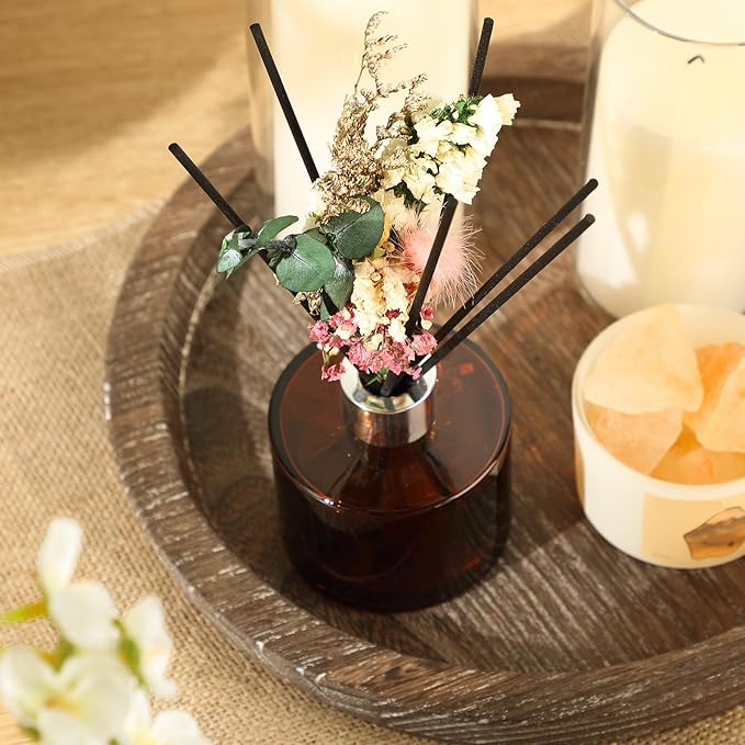 Rtteri 2 Reed Diffuser Sets Flower Oil Diffuser Sticks with Refill Empty 5oz Bottles Scent Glass for Fragrance Home Bathroom Gifts, Oil Not Included(Coffee Color)