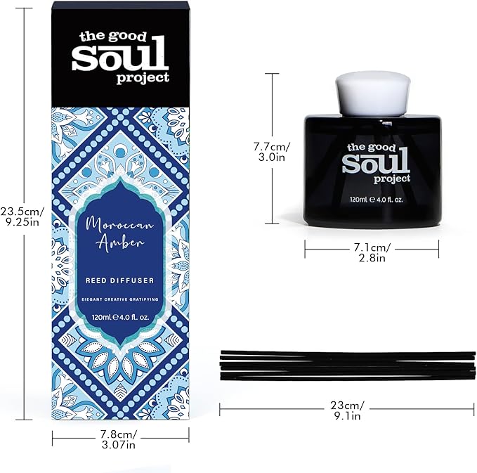 Reed Diffuser Set, Morrocan Amber Scented Oil Diffuser for Bathroom, Bedroom, Home Fragance Air Freshener