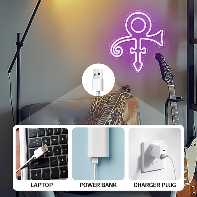 Prince Symbol Neon Sign for Wall Decor Dimmable Led Prince Neon Light Sign for Bedroom Music Singer Themed Party Gift Prince Neon Light for Prince Birthday Party Decoration, purple