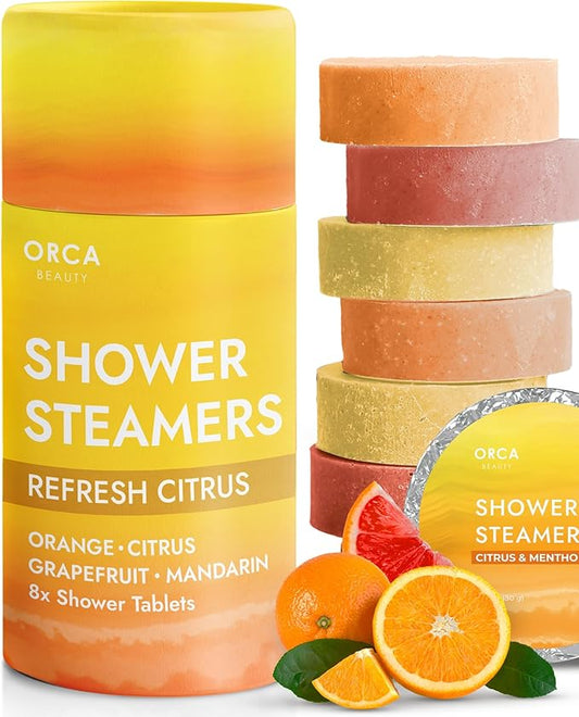 Shower Steamers Aromatherapy - Relaxation Gifts for Women, Shower Bombs, Unique Spa Gifts Shower Tablets, Stocking Stuffers for Women & Men (Citrus Scent 8PC)