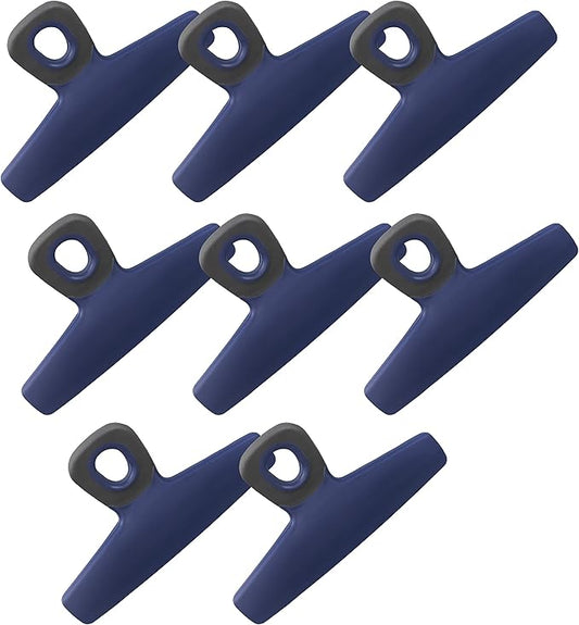 COOK WITH COLOR Food Clips - Wide Heavy Duty Chip Clips, Large Bag Clips for Food Storage with Air Tight Seal Grip, Pack of 8, Blue