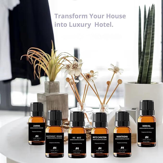 Hotel Diffuser Oil Inspired by The Baccarat Hotel Scent 10 mL - Home Luxury Scents - Luxury Hotel Scent Diffuser Oil with Saffron and Jasmine - Baccarat Rouge 540 Scent Glass Bottle with Dropper