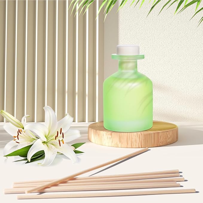 Reed Diffuser - Jasmine Lily 3.38oz (100ml) 1 Pack Essential Oil Reed Diffuser Set with 8 Sticks, Long Lasting Fragrance for Home, Bathroom, Bedroom, Room, Decor