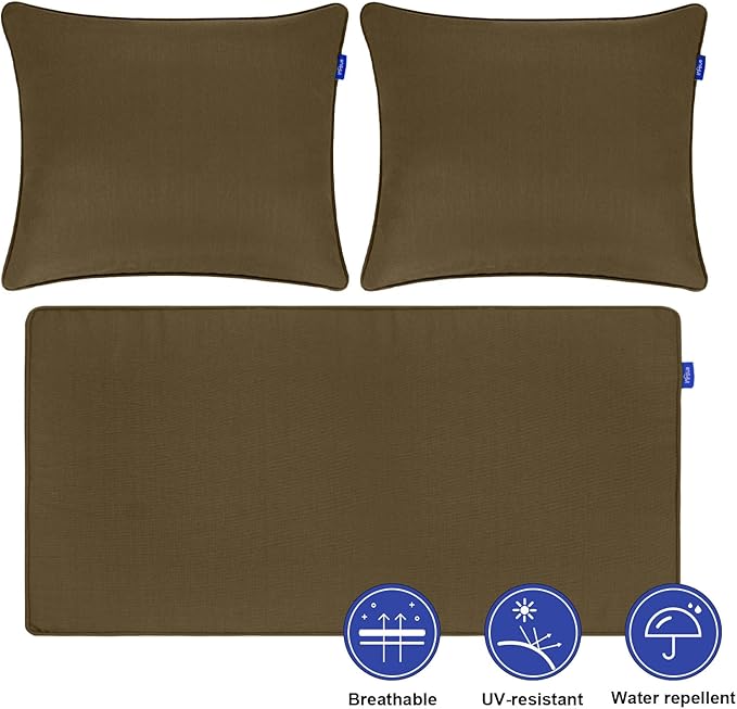 Outdoor Loveseat Cushion Set 46'' x 26'', Outdoor Deep Seat Cushions for Patio Furniture, Water Repellent Outdoor Seat Cushion and Couch Back Cushions for Bench, and Swing (Solid Dark Brown)