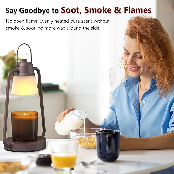 Candle Warmer Lamp with Timer, Dimmer Candle Warmer Scented Candles, Electric Wax Warmer for Jar Candles, Candle Lamp Warmer with 2 Bulbs,Home Decor, Birthday Gifts for Women Men
