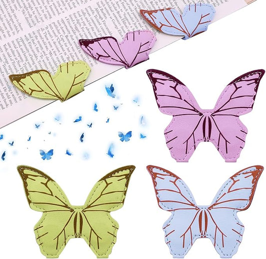 Leather Magnetic Bookmark, 3Pcs Butterfly Bookmarks, Magnet Bookmark Clips Gift for Women, Kids, Reading Lovers, Teacher Gift for School Office Home Supplies (Purple+Green+Blue)