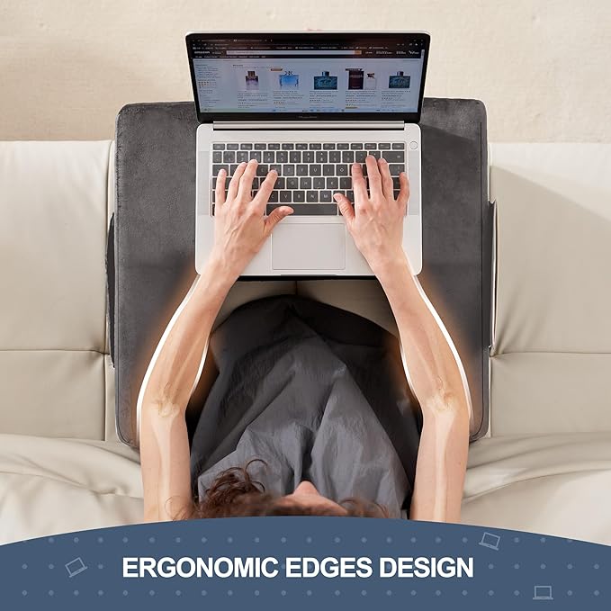 Homguava Reading Pillow Memory Lap Desk Foam Pillow for Adults Gaming Pillow Arm Rest Pillow for Reading, Crocheting, Gaming or Sitting in Bed (Grey, Medium)