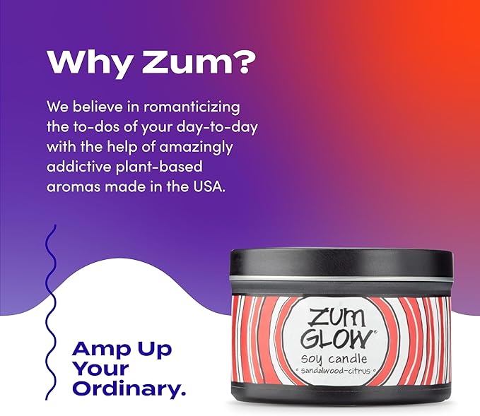 Indigo Wild Zum Glow Sandalwood-Citrus Candle - Soy Wax Candle with Lead-Free Wick - Relaxing Candles Scented with Essential Oils - Long-Lasting Scented Candles - 30-Hour Burn Time - 7 oz (3 Pack)